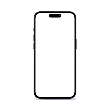 Smartphone mockup with transparent screen isolated on black background, PNG mobile template