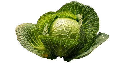 Obraz premium Fresh green cabbage on white background, healthy food, vegetable