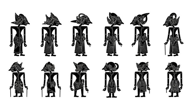 Indonesian Wayang Kulit Shadow Puppets Collection