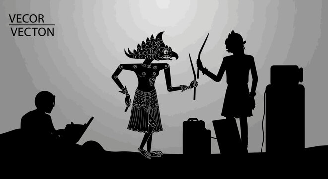 Indonesian Wayang Kulit Shadow Puppets Performance