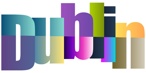 Naklejka premium Colorful gradient letters spelling dublin isolated on transparent background