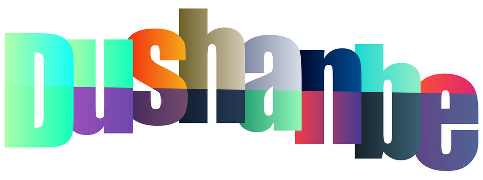 Colorful Gradient Text Logo Design Featuring Dushanbe City Name