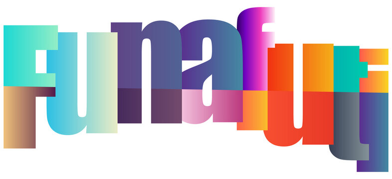 Colorful Fun Art Text funafuti Letters Isolated on Transparent Background Design