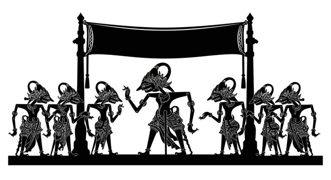 Traditional Indonesian Wayang Kulit Shadow Puppets Performance