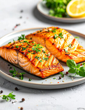 Filete de salm&oacute;n a la parrilla con hierbas frescas