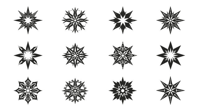 A minimalist and striking black shuriken on a white background, evoking strength and focus. Ideal for conveying concepts of precision, skill, or a mar