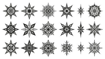 A striking black starburst on a white background evokes energy and dynamism. Ideal for modern design, branding, or as a bold visual element in digital © hamay