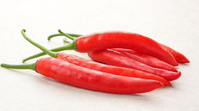 Red Chili Peppers on White Background