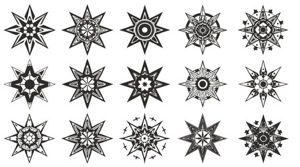 This striking black and white image features an abstract starburst shape. It's ideal for backgrounds, graphic design projects, or representing bursts  © hamay