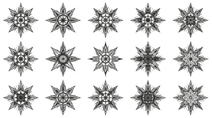 A striking black and white illustration of a sun. Perfect for adding a bold, graphic element to creative projects, websites, or backgrounds. It evokes © hamay