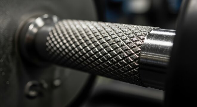 Close-up of a textured metal handle.