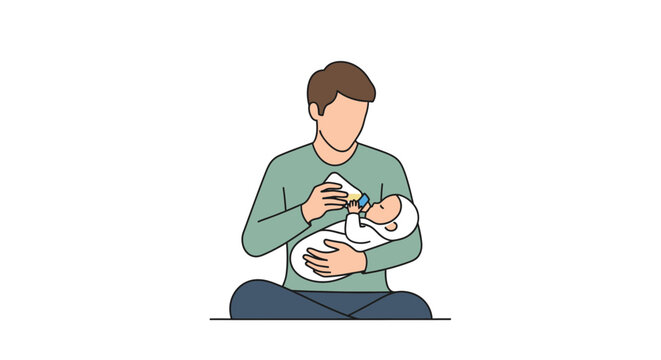 A caring parent gently feeding a tiny infant with a baby bottle while seated comfortably and holding the precious newcomer close symbolizing nurturing family moments and devoted childcare
