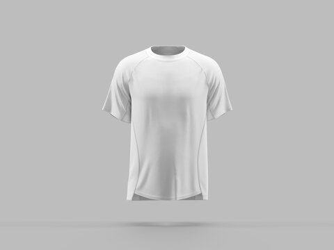 Jersey T-Shirt Round Neck Mockup 3D Rendering Apparel in Front View