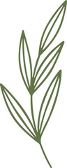 Fototapeta premium Minimalist Green Leafy Branch Line Art