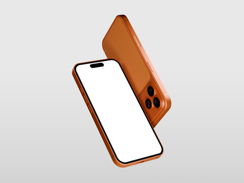 White Blank Phone Screen Mockup in Front and Back View 3D Rendering Iphone 17 Pro