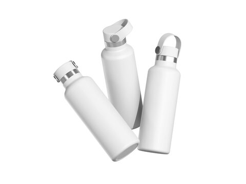 Three Insulated Tumbler Water Bottle Mockup 3D Rendering
