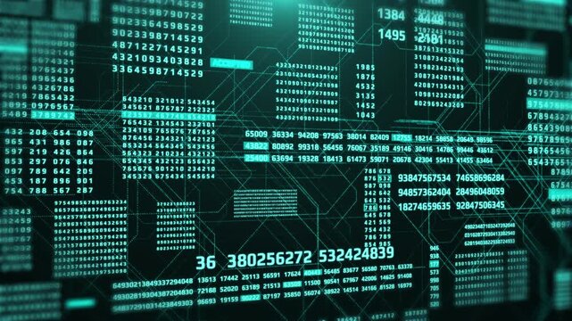 HUD Technology Futuristic Digital Decimal Encoder Data Sampling Simulation Smart Concept. UI Statistic Stream Line Information Status 4K Motion Background