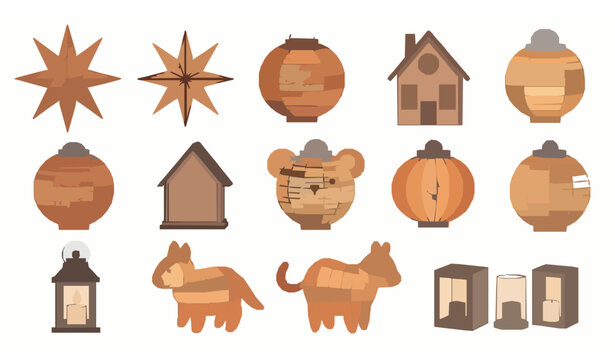 Saint Martin&rsquo;s Day lantern set &ndash; European light festival vector illustration