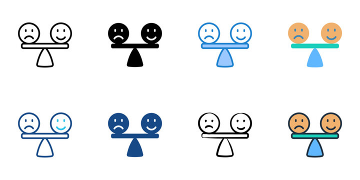 Emotional balance icons set multiple style collection. Editable stroke 
