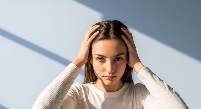 Woman experiencing stress and frustration.