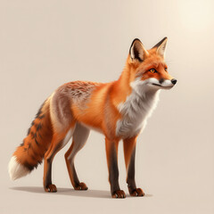 Fototapeta premium Red Fox Standing Alert in Studio with Neutral Background