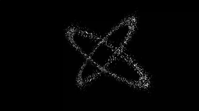 4k Glittering star line, 3D magic dust animation on black background. luxury white glitter sparkles star trail, magic dust, pixie dust path, Luxury magic festive effect, Dust trail animation.