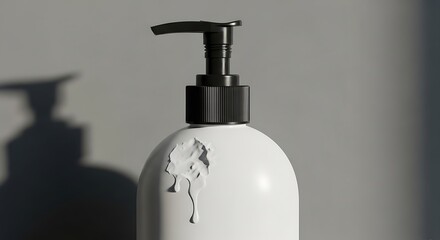 Obraz premium White soap dispenser with black pump.