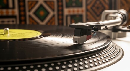 Obraz premium Vinyl record player close-up view.