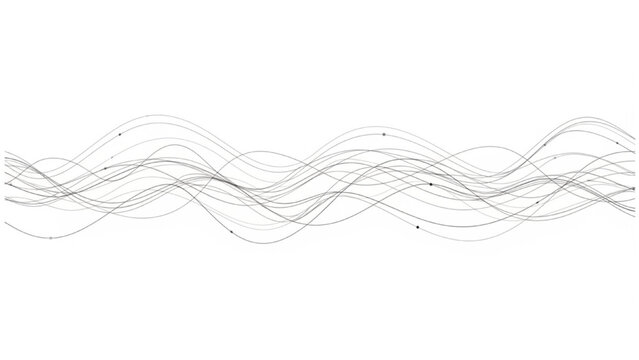 Abstract flowing wave lines background with dynamic motion curves, minimal grey sound signal or data stream vector for modern digital design