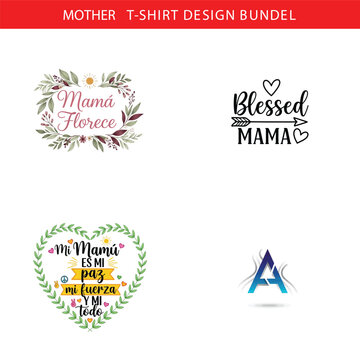 Four mother themed t shirt designs featuring floral wreaths lettering and heartfelt messages