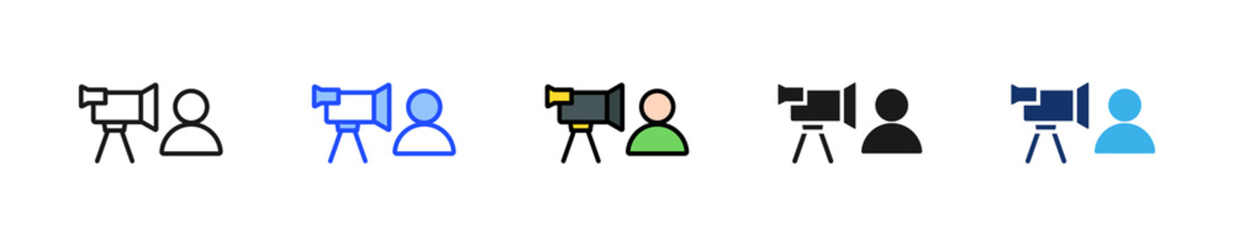 Video Interview Icon Collection With Multiple Styles