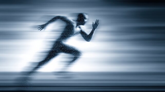 Abstract Human Figure Running at High Speed, Depicting Motion, Energy, and Speed