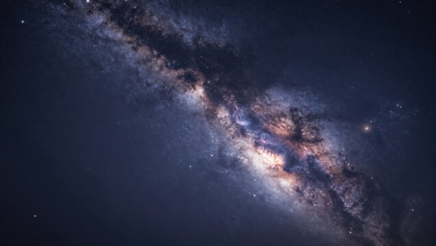 Milky way galaxy stretching diagonally across dark night sky