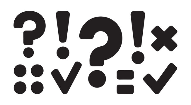 Set of black punctuation marks and symbols for design and communication purposes.