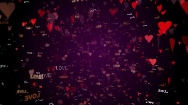 Pink hearts flurry animation, on a transparent alpha background. Ideal for use as an overlay. It's a girl animated backdrop with empty space text