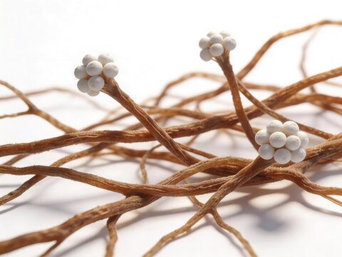 Fungal hyphae with spores