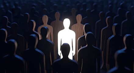 Obraz premium Leadership in business a bright visionary stands out from the crowd inspiring innovation and success