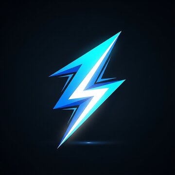 Glowing Electric Blue Lightning Bolt Icon.