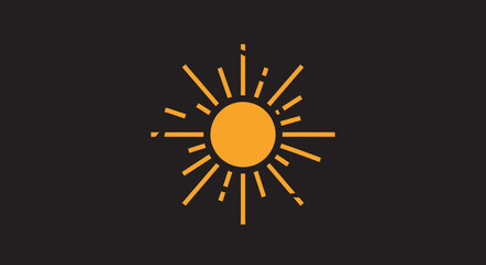 Fototapeta premium Abstract Sun Icon on Dark Background, Geometric Rays, Minimalist Solar Symbol