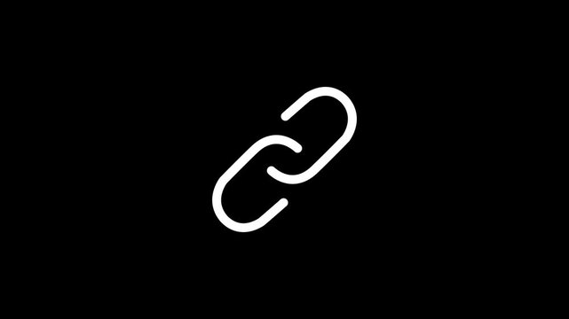 Abstract minimal white line icon illustrating connection symbol animation on black