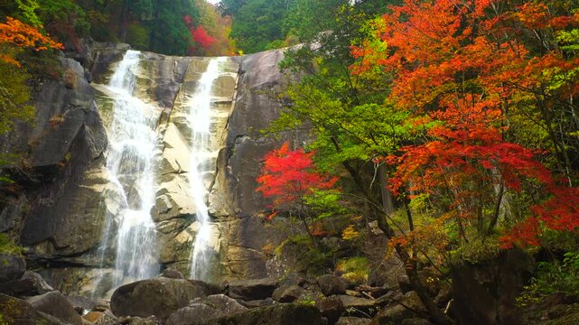 紅葉の田立の滝の天河滝