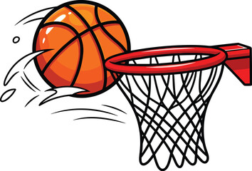 Basketball Ball Flying into Hoop with Splash Effect for Sports, Game, and Action Designs © Creative Studio 