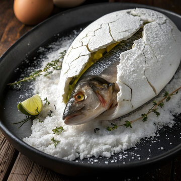 dramatic extreme closeup of whole mediterranean grilled fish