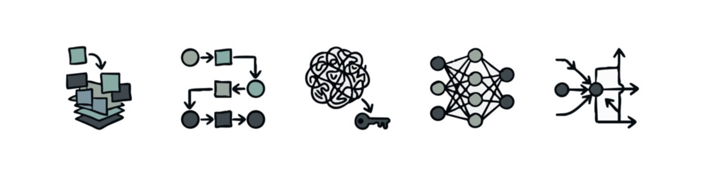Artificial Intelligence and Data Flow Icons