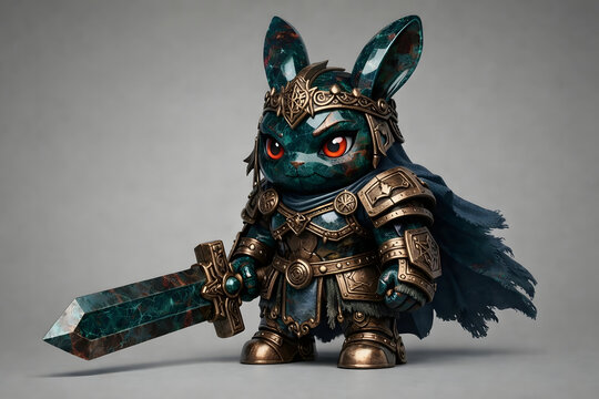 Yuru-Mecha: Gemstone - Boudica Rabbit with Alexandrite Armor, 3D Chibi Mecha