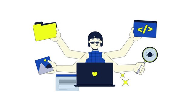 Full Stack Developer Working on Web Development Project Animation
