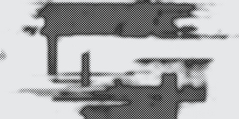 Dotted halftone texture background. Black and white pop art gradient overlay. Fading grunge gritty noise wallpaper. Weathered pixelated comic backdrop. Vector bitmap subtle vanishing surface © fadila