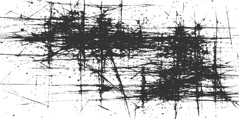 Abstract a grunge-style graphic, featuring a series of dark lines on a textured backdrop, evoking a sense of raw and artistic expression. A striking piece suitable for backgrounds, design elements. © DreamLoom