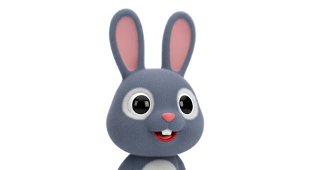 Fototapeta premium Cute 3D animated gray bunny with big eyes and pink ears