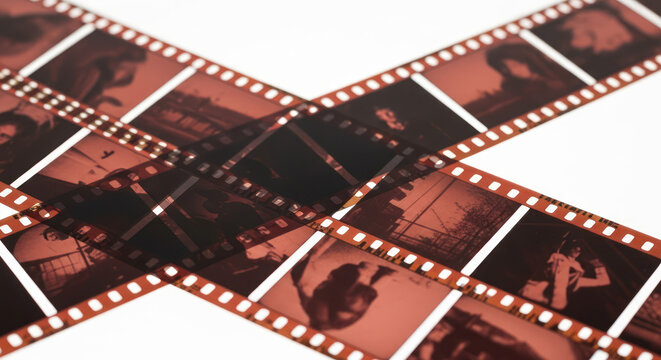 Film Strips Featuring Retro Negative Frames for Photography Projects